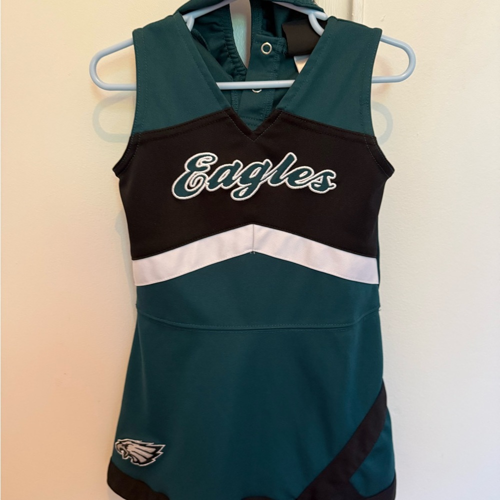 EUC Kids Philadelphia Eagles Cheerleader One Piece - Teal and Black